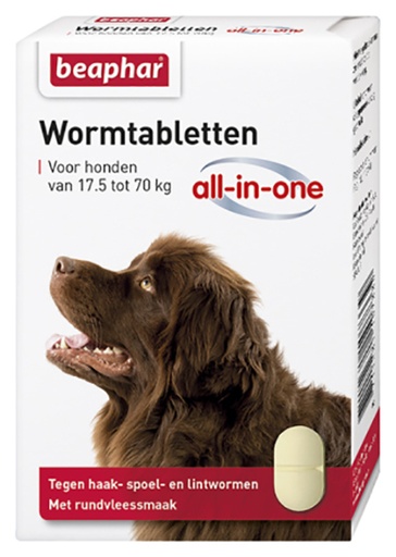 [BP10733] Beaphar Wormtablet All-in-one 17,5-70 kilo 2 tab.