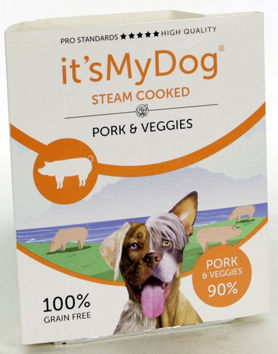 [IMD45401] it's My Dog Steam Cooked Pork & Veggies 7 x 395 gr.