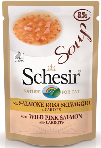[AG14677] Schesir Cat Soup Wild Pink Salmon and Carrots 20 x 85 gr.