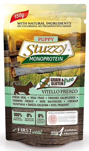 [AG18402] Stuzzy Dog Grain Free MoPr Puppy Veal 12 x 150 gr.