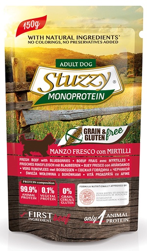 [AG18403] Stuzzy Dog Grain Free MoPr Beef & Blueberries 12 x 150 gr.