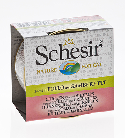 [AG61545] Schesir Cat Broth Chicken & Prawns 12 x 70 gr.