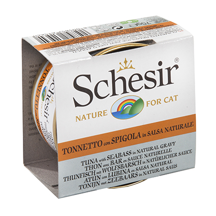 Schesir Cat Broth Nat. Tuna & Seabass 14 x 70 gr.