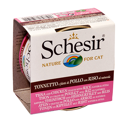 [AG75050] Schesir Cat Nat. Brine Rice Tuna & Chicken 12 x 85 gr.