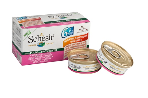 [AG75303] Schesir Cat Chicken Fillets & Ham (8 x 6 x 50 gr.)