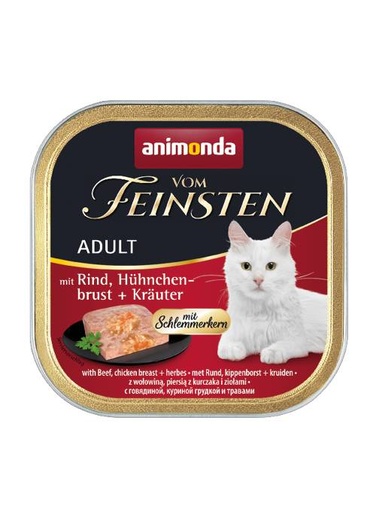 [AM83264] Feinsten Cat Gourmet Rund+Kippenborst (32 x 100 gr.)