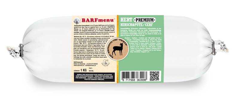 BARFmenu Hond Premium Hert 10 x 1 kg.