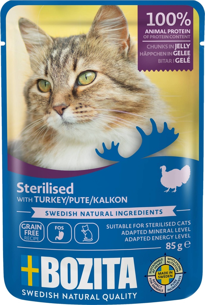 Bozita Feline Pouch Indoor Turkey in jelly 12 x 85 gr.
