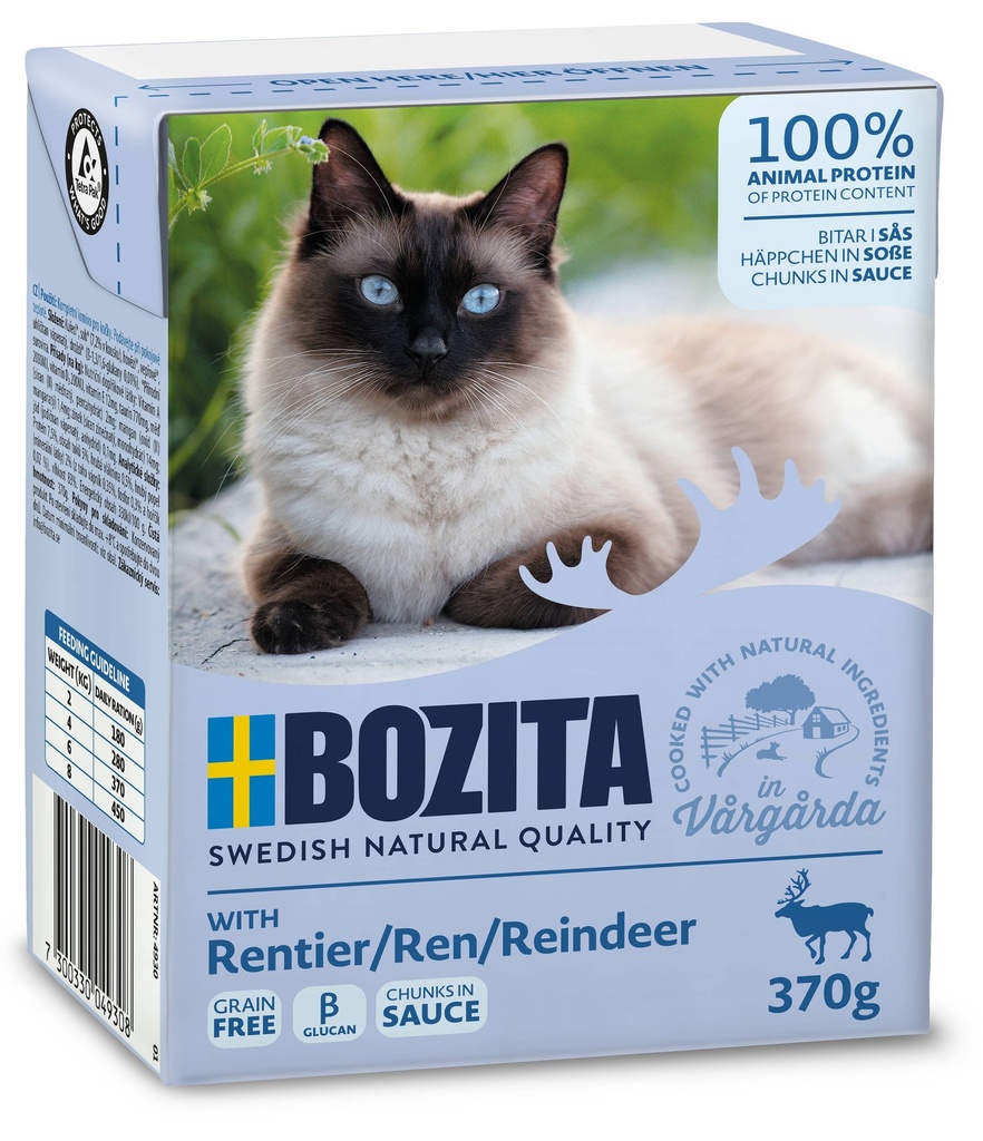 Bozita Tetra Feline Rendier chunks in sauce 6 x 370 gr.