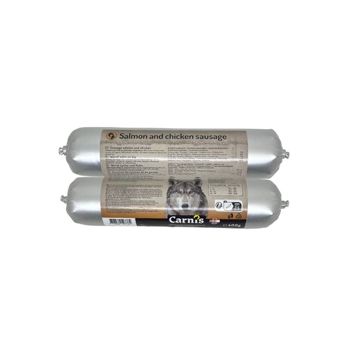 [CS54778] Carnis Gestoomde Worst Zalm/Kip (24 x 400 gr.)