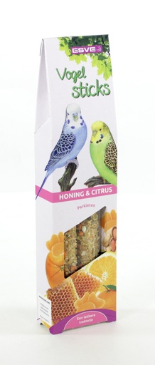 [E30141] Vogelsticks Parkiet Honing en Citrus 2 st.