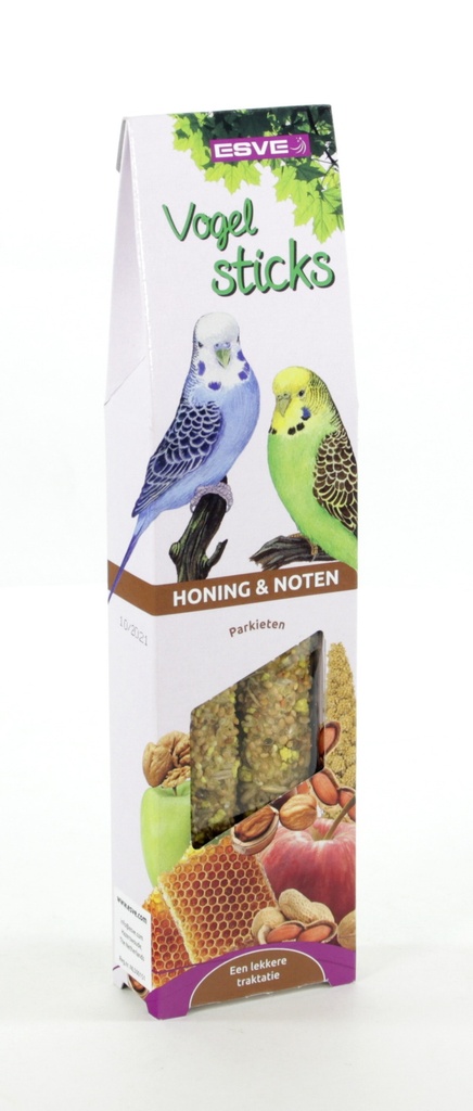 Vogelsticks Parkiet Honing en Noten 2 st.