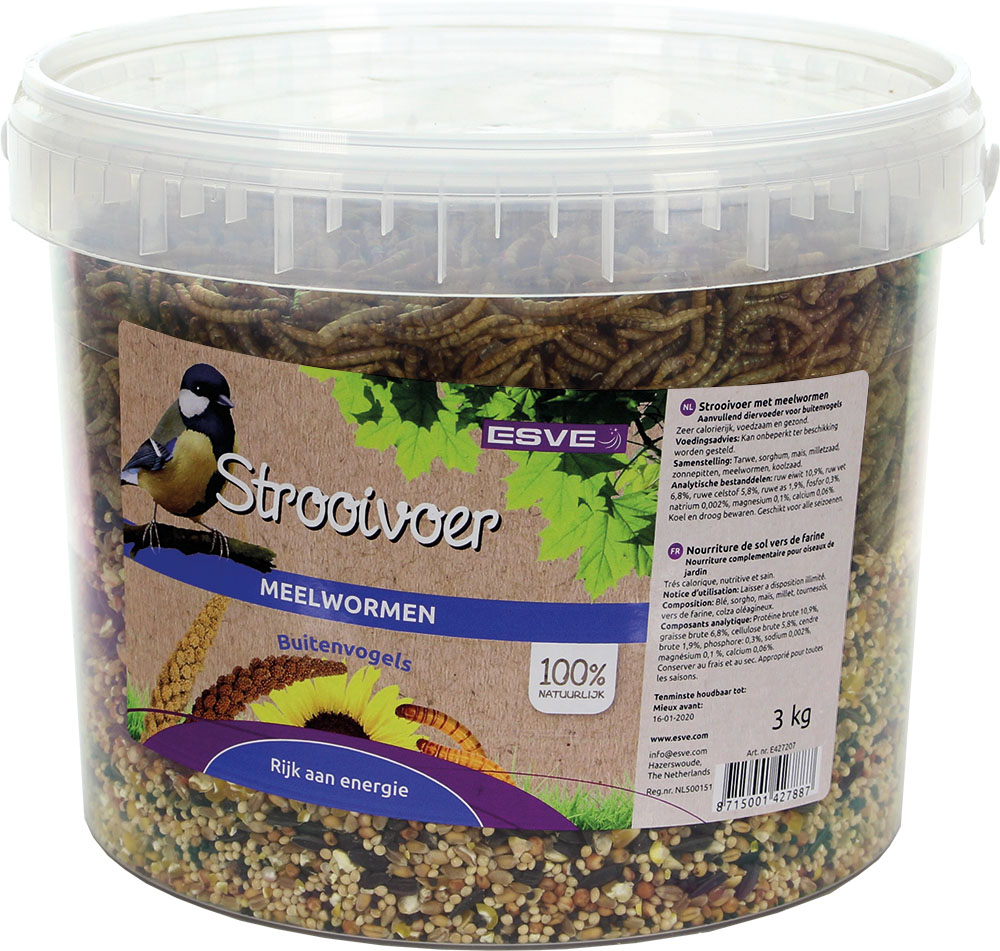 ESVE Strooivoer met Meelwormen emmer3 kg.