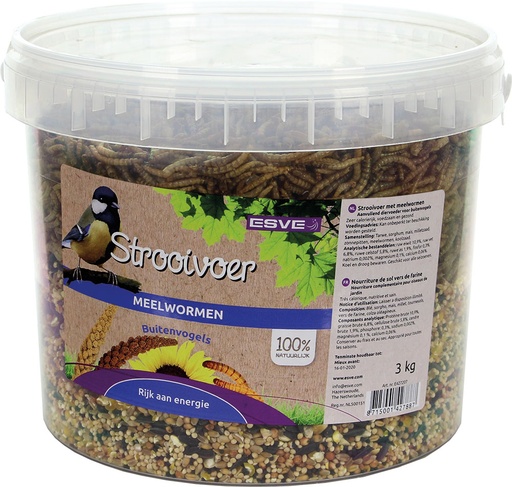[E427207] ESVE Strooivoer met Meelwormen emmer3 kg.