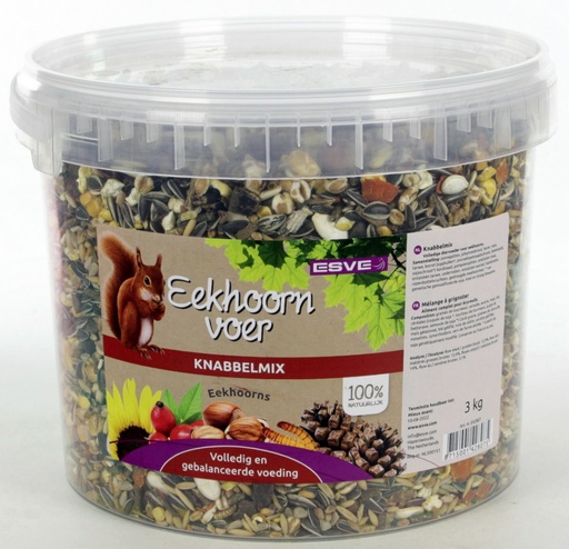 [E42807] Eekhoornvoer Knabbelmix emmer 3 kg.