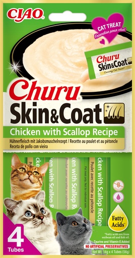 [FP73674] Inaba Churu Skin & Coat Chicken & Scallop (12 x 4 x 14 gr.)