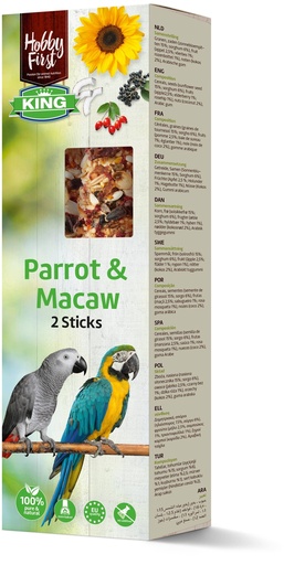 [HF239784] HobbyFirst King Sticks Parrot & Macaws Fruit 8 x 180 gr.