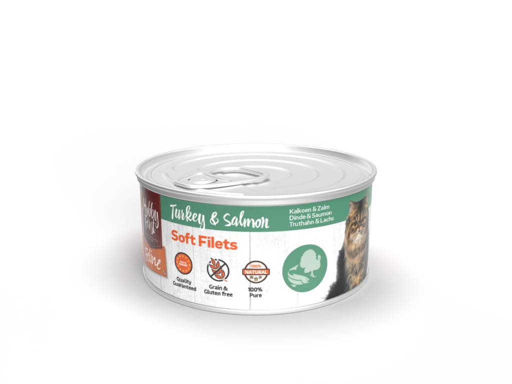 HobbyFirst Feline Soft Filets Kalk. & Zalm 12 x 70 gr.