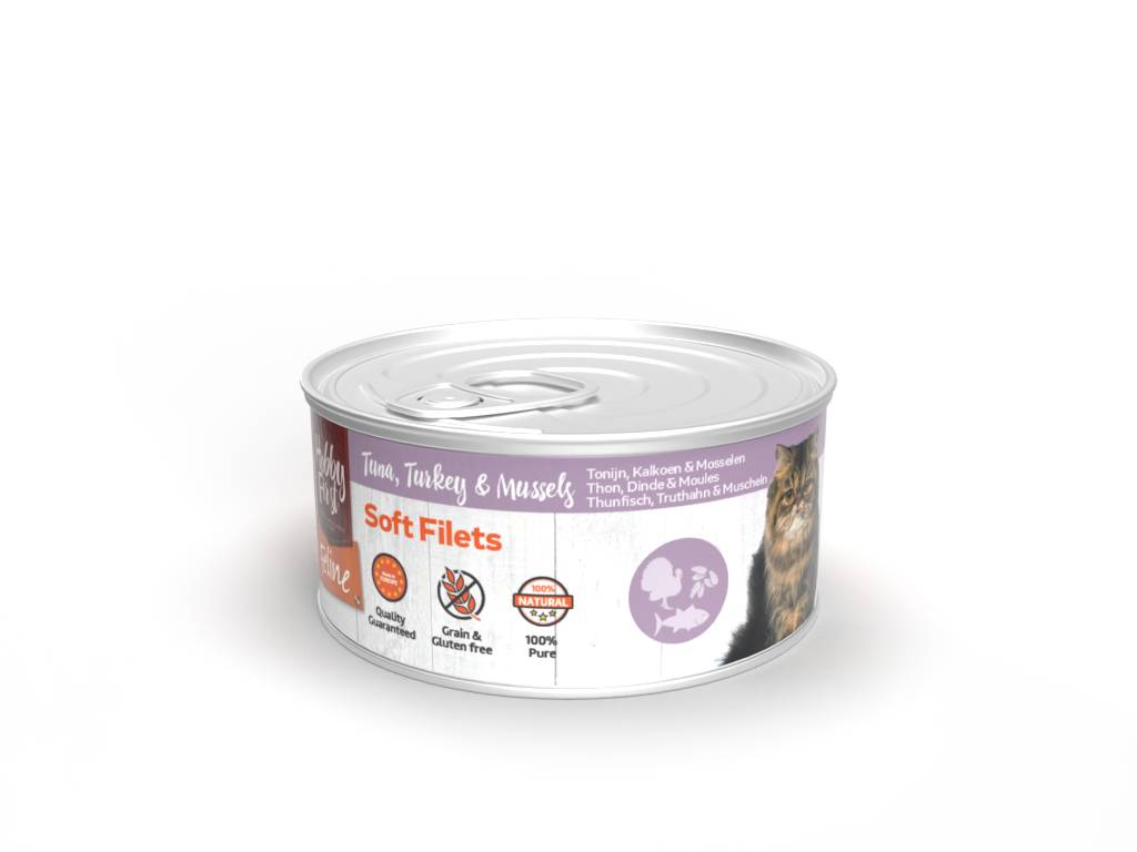 HobbyFirst Feline Soft Filets Tonijn & Kalk. & Mossel 12 x 70 gr.