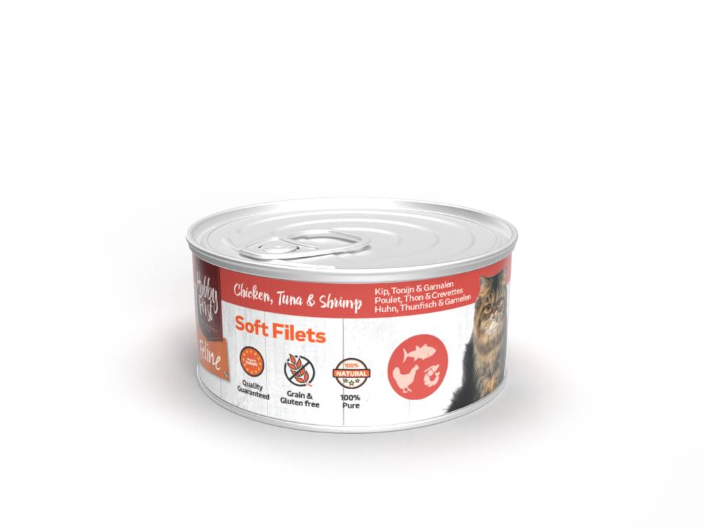 HobbyFirst Feline Soft Filets Kip & Tonijn & Garnalen 12 x 70 gr.