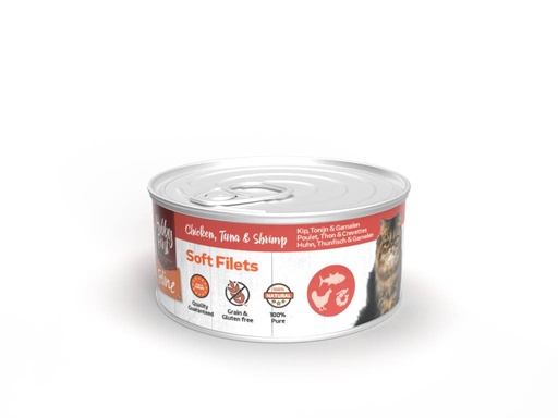 [HF981239] HobbyFirst Feline Soft Filets Kip & Tonijn & Garnalen 12 x 70 gr.