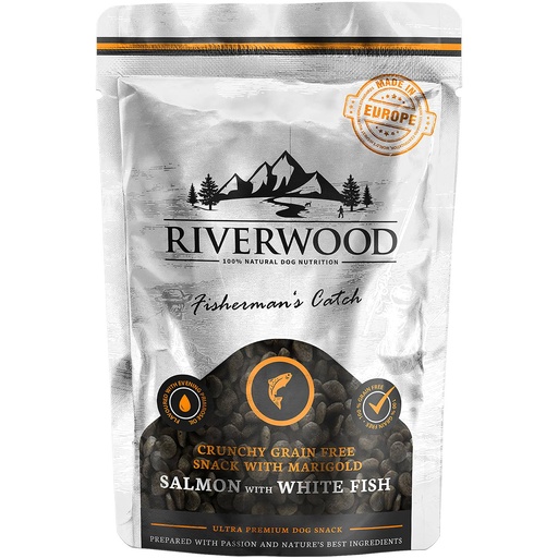 [JP140001] Riverwood Snack Fishermans Catch Salmon&White Fish Crunchy (6 x 200 gr.)