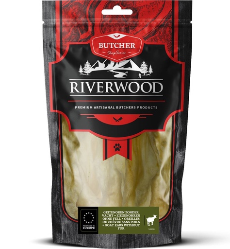 [JP140090] Riverwood Butcher Geitenoren zonder vacht 6 x 100 gr.