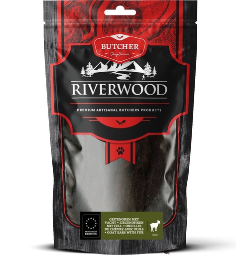 [JP140091] Riverwood Butcher Geitenoren met vacht (6 x 100 gr.)