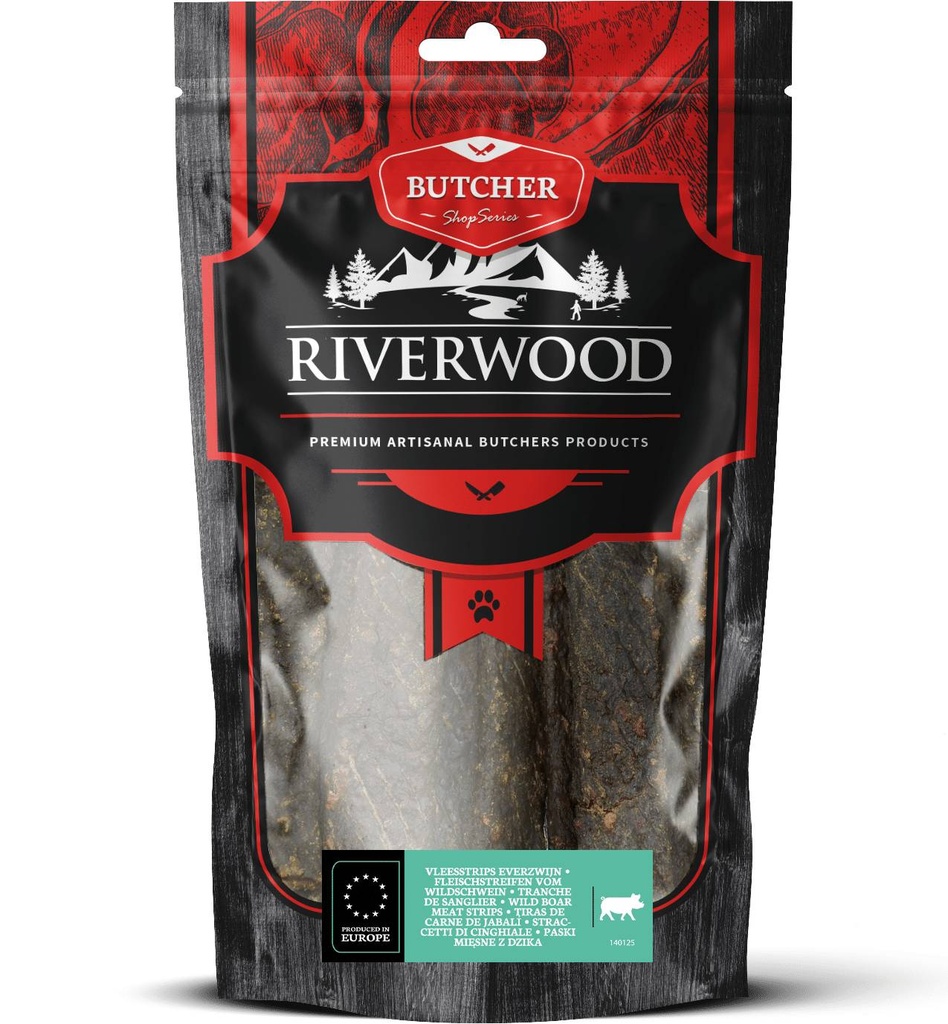 Riverwood Butcher Vleesstrips Wild Zwijn 6 x 150 gr.