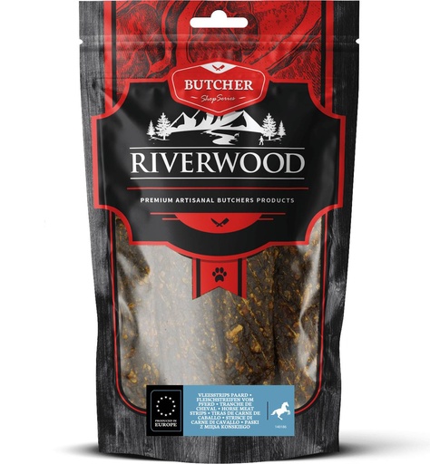 [JP140186] Riverwood Butcher Vleesstrips Paard 6 x 150 gr.