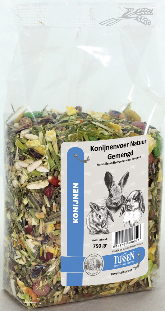 Konijnenvoer Natuur Gemengd 750 gr.
