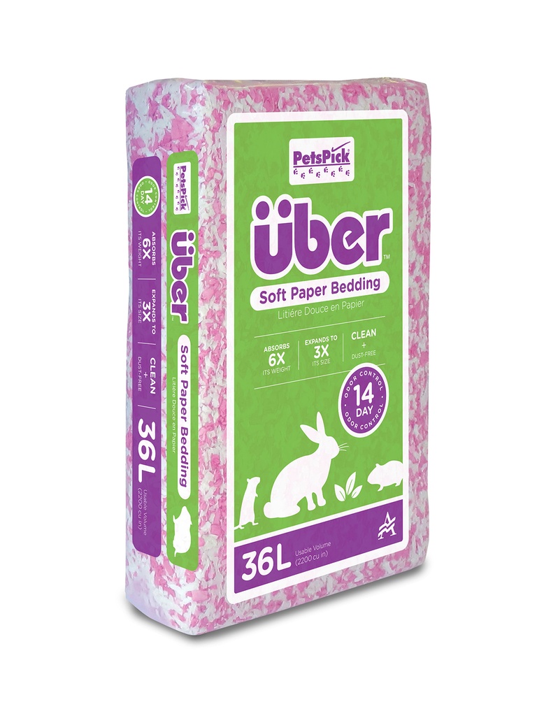 Uber Paper Bedding Pink/White 6 x 36 ltr.