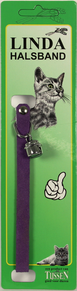 Poezenbandje Lila suede met elastiek en bel 1 st.