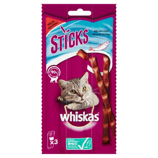 [MA403216] Whiskas Cat Sticks Zalm 3 st. (28 x 1 st.)