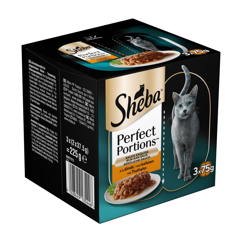 Sheba Perfect Portions Kalkoen 3-Pack