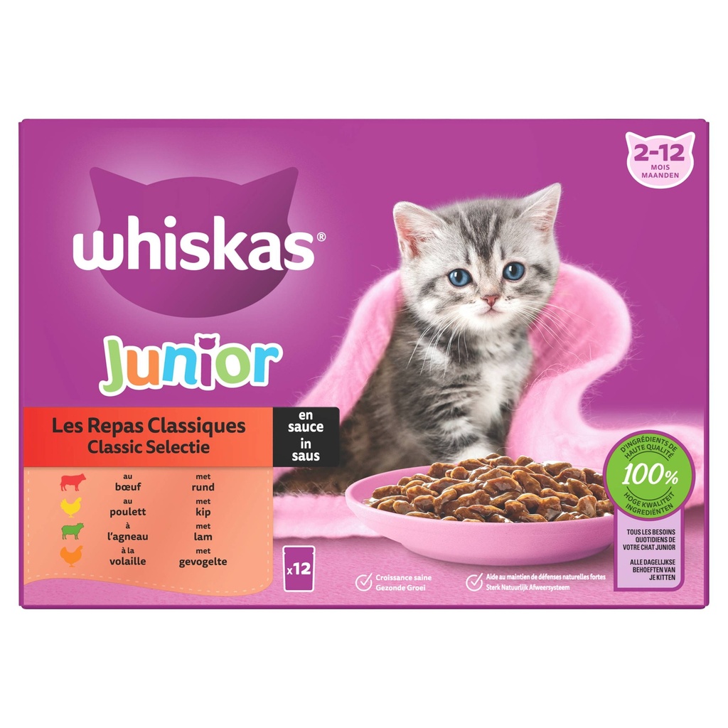 Whiskas MP Junior Classic in Saus (4 x 12 x 85 gr.)