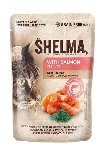 [SH40666] Shelma Pouch Fillets Salmon/Spirulina 28 x 85 gr.