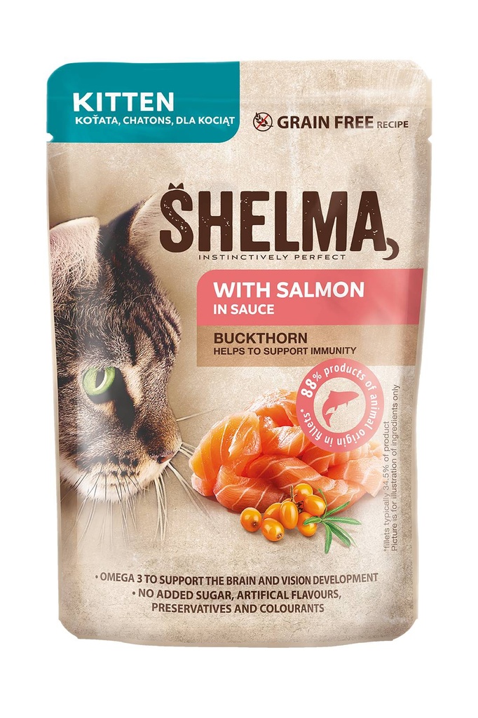 Shelma Pouch Fillets Kittens Salmon/Buckthorn 28 x 85 gr.