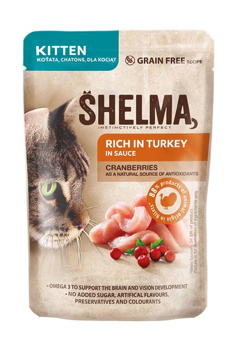 [SH40697] Shelma Pouch Fillets Kittens Turkey/Buckthorn 28 x 85 gr.