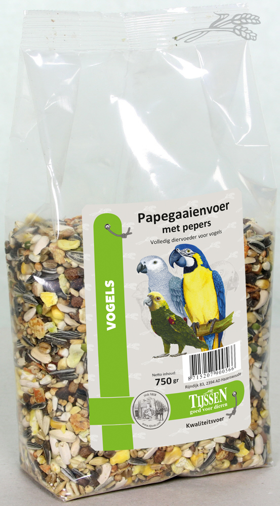 Tijssen Papegaaienvoer+Pepers 750 gr.