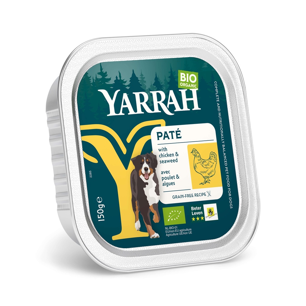 Yarrah Hond Alu Pate Kip/Zeewier 12 x 150 gr.