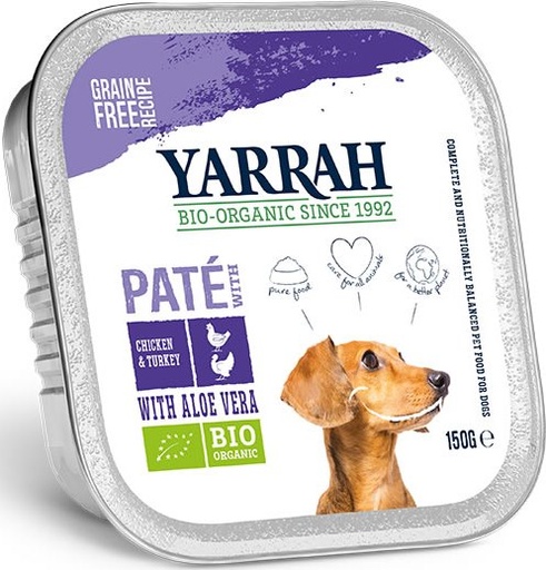 [Y9114] Yarrah Hond Alu Pate Kalk/Aloëvera 12 x 150 gr.