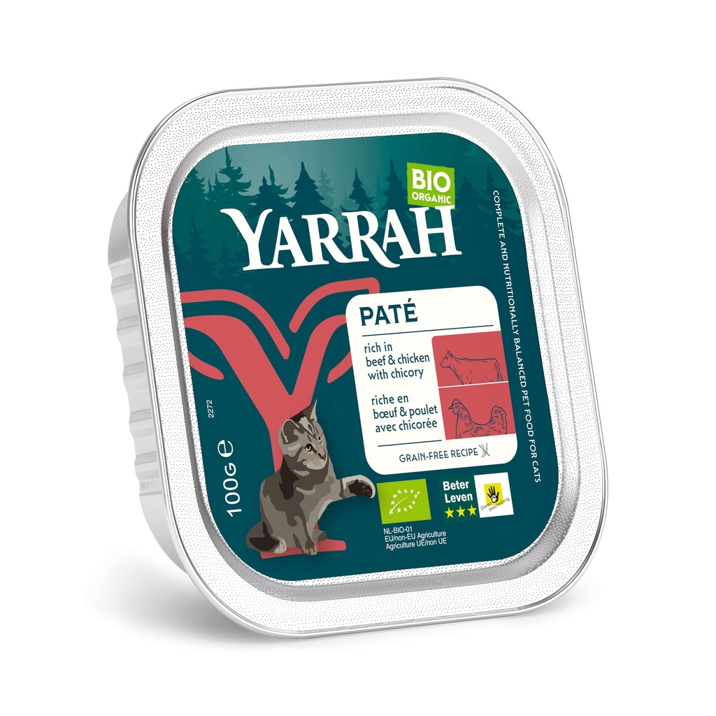 Yarrah Kat Alu Pate Kip/Rund/Chichorei 16 x 100 gr.