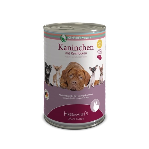 [CP00992] Herrmanns Sensitive Konijn & Rijstvl. 12 x 400 gr.