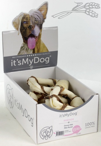 [IMD50021] it's My Dog Rawhide Donut Wit Met Rund (8 x 1 st.)
