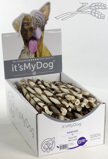 [IMD50018] it's My Dog Rawhide Twist Wit Met Long (75 x 1 st.)