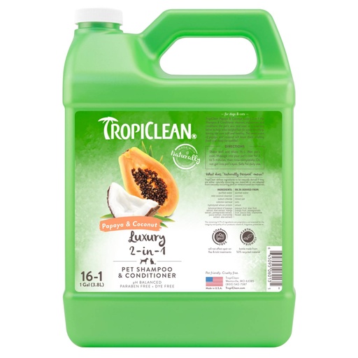 [TC06013] TropiClean 1g Papaya & Coconut SH 3,8 ltr.