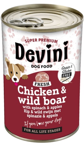[VBH09014] Devini Dog Chicken & Wild Boar 6 x 400 gr.
