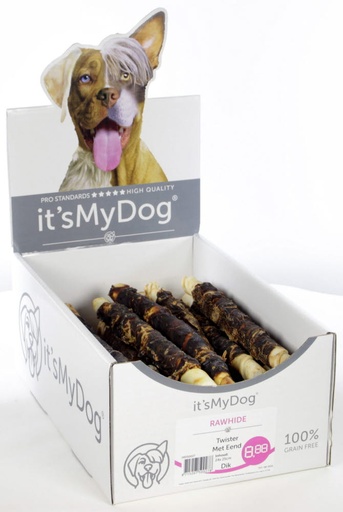 [IMD50027] it's My Dog Rawhide Twist Met Eend Dik 24 x 1 st.
