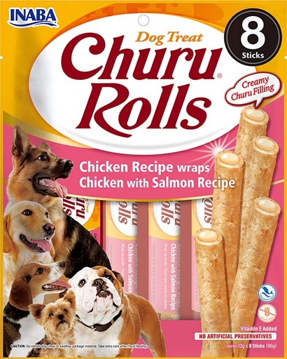 [FP70117] Inaba Dog Churu Rolls Wraps Salmon (8 x 8 x 12 gr.)